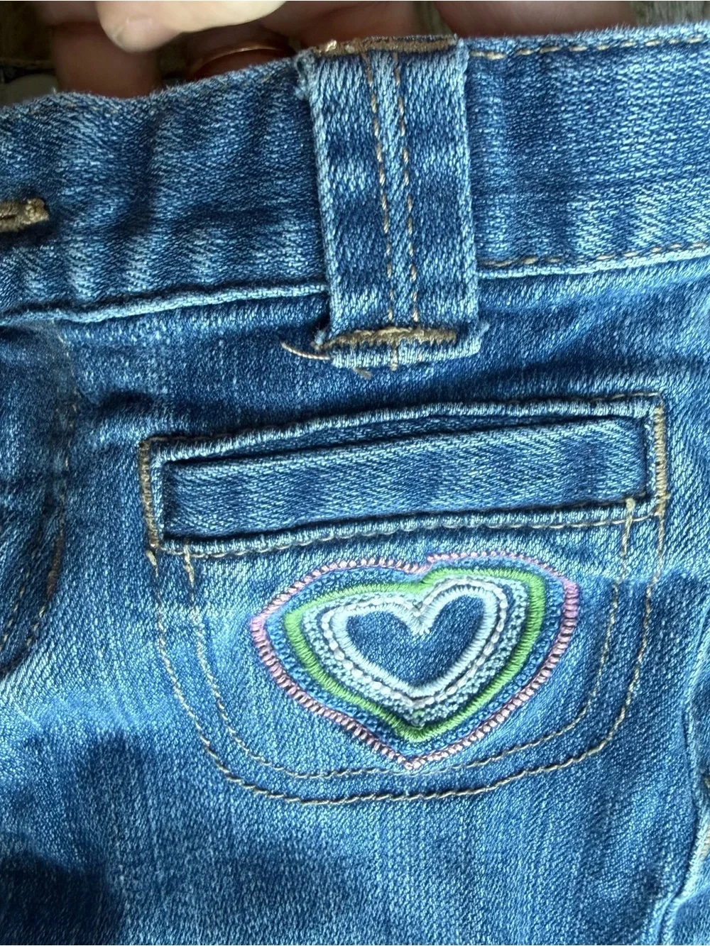 Vintage Old Navy Blue Denim Trouser Jeans with Heart Embroidery